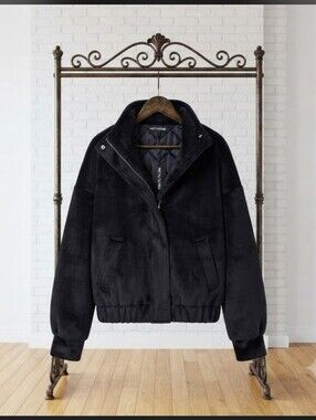 PrettyLittleThing Black Stand-Collar Bomber Jacket